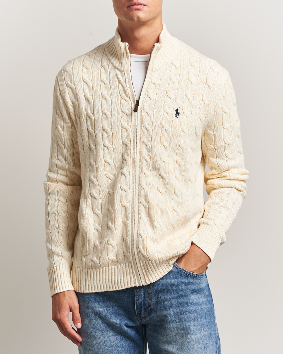 Herr | Tröjor | Polo Ralph Lauren | Cotton Cable Full Zip Andover Cream