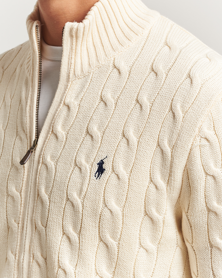 Herr | Tröjor | Polo Ralph Lauren | Cotton Cable Full Zip Andover Cream
