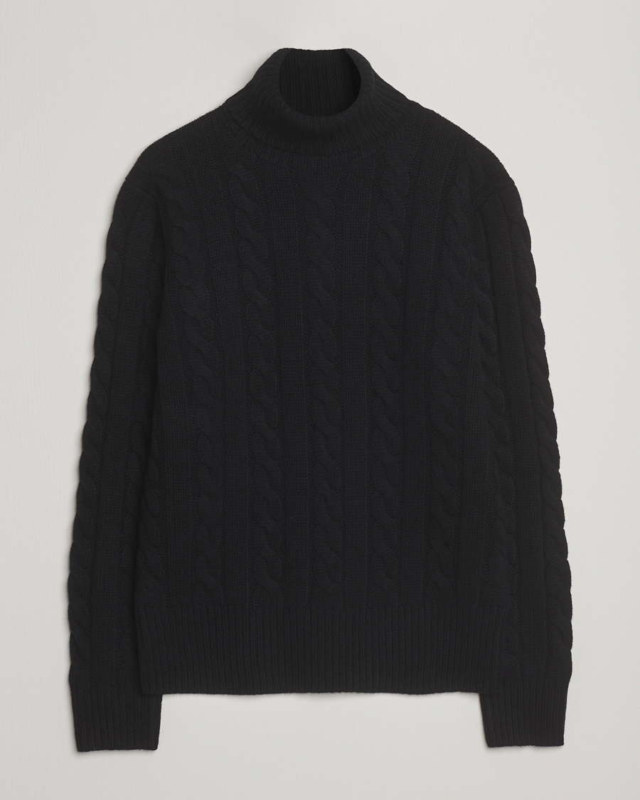Herr | Tröjor | Polo Ralph Lauren | Wool/Cashmere Cable Rollneck Polo Black