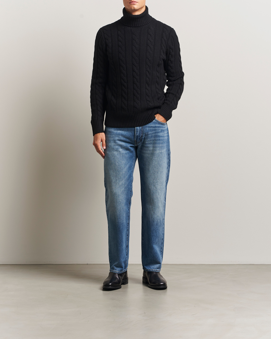 Herr | Tröjor | Polo Ralph Lauren | Wool/Cashmere Cable Rollneck Polo Black
