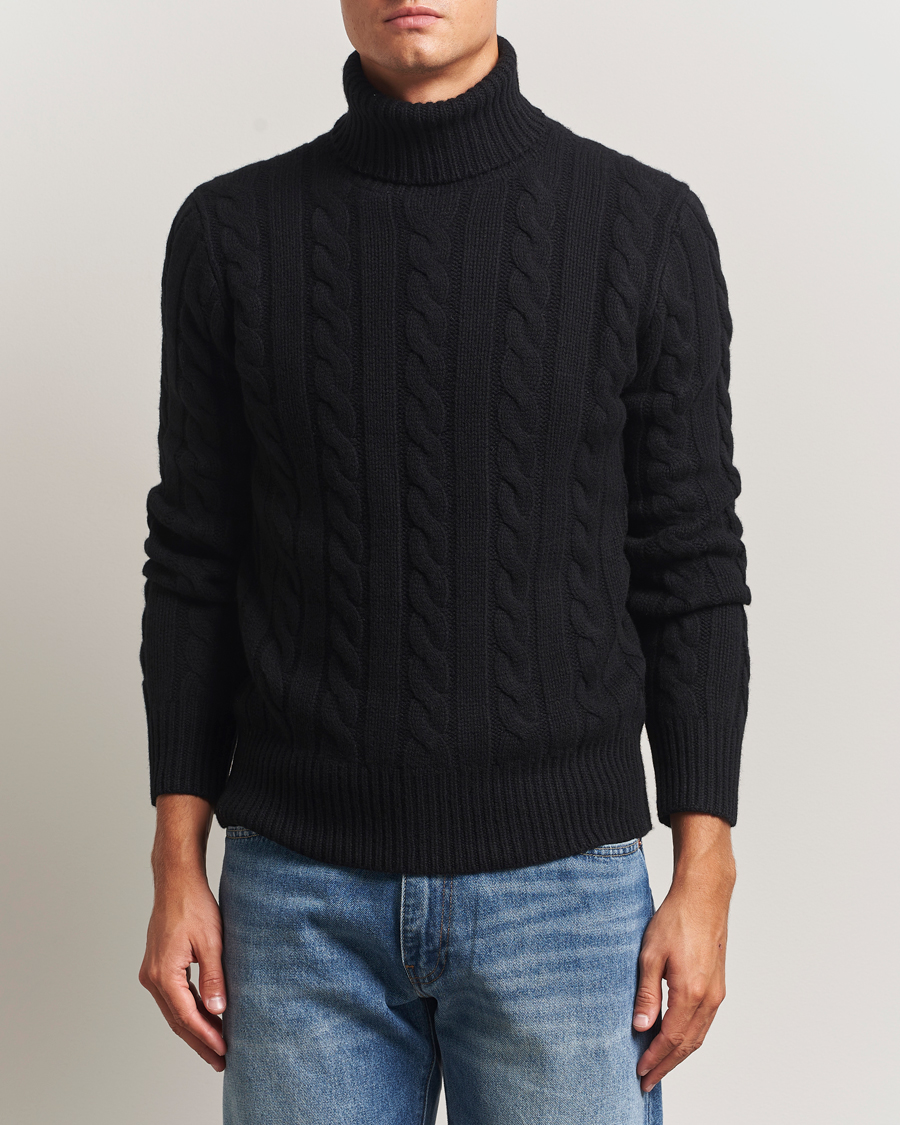 Herr | Tröjor | Polo Ralph Lauren | Wool/Cashmere Cable Rollneck Polo Black