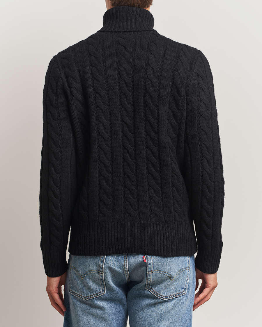 Herr | Tröjor | Polo Ralph Lauren | Wool/Cashmere Cable Rollneck Polo Black