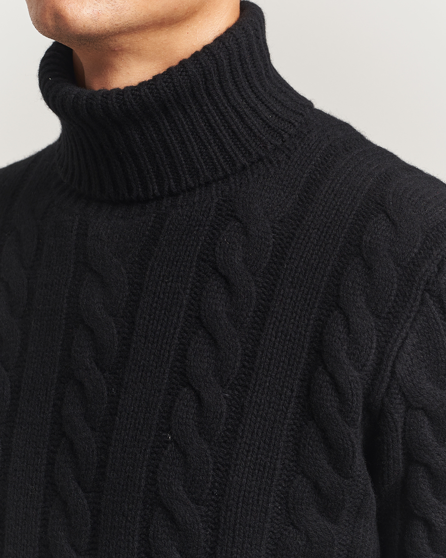 Herr | Tröjor | Polo Ralph Lauren | Wool/Cashmere Cable Rollneck Polo Black
