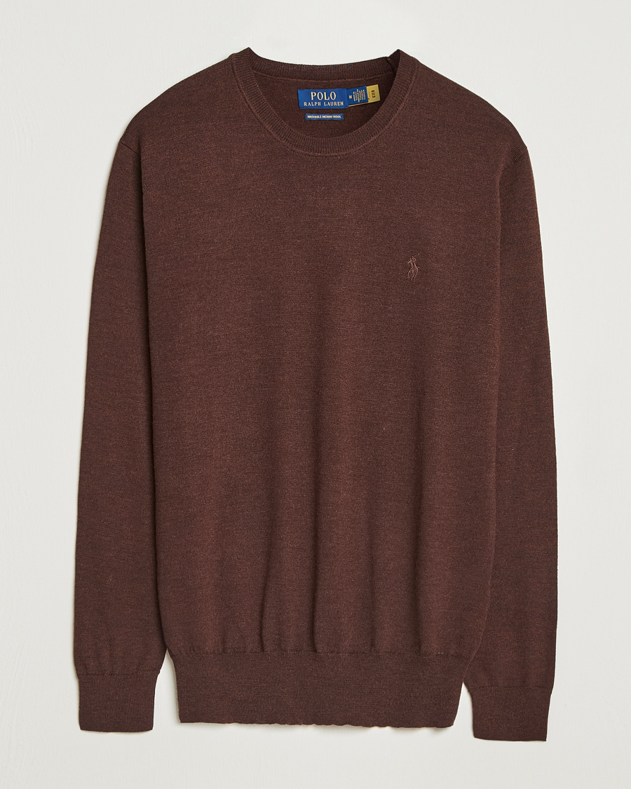 Herr | Tröjor | Polo Ralph Lauren | Merino Crew Neck Pullover Burnt Brown Melange