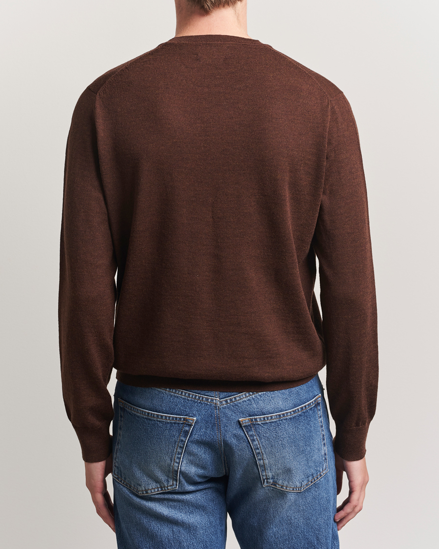 Herr | Tröjor | Polo Ralph Lauren | Merino Crew Neck Pullover Burnt Brown Melange