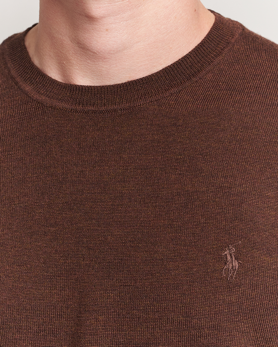 Herr | Tröjor | Polo Ralph Lauren | Merino Crew Neck Pullover Burnt Brown Melange
