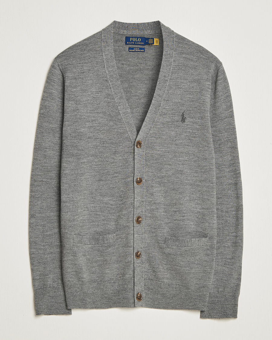 Herr | Tröjor | Polo Ralph Lauren | Merino Knitted Cardigan Fawn Grey Heather