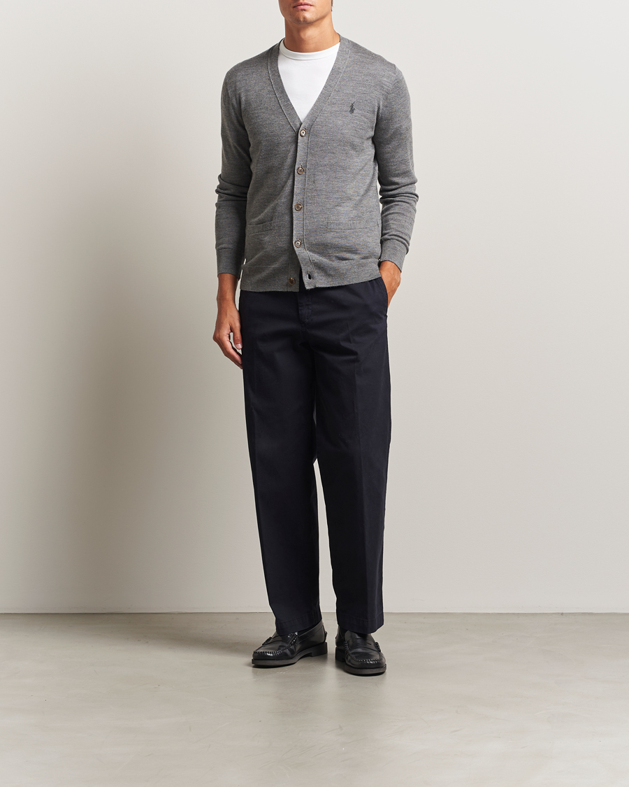 Herr | Tröjor | Polo Ralph Lauren | Merino Knitted Cardigan Fawn Grey Heather