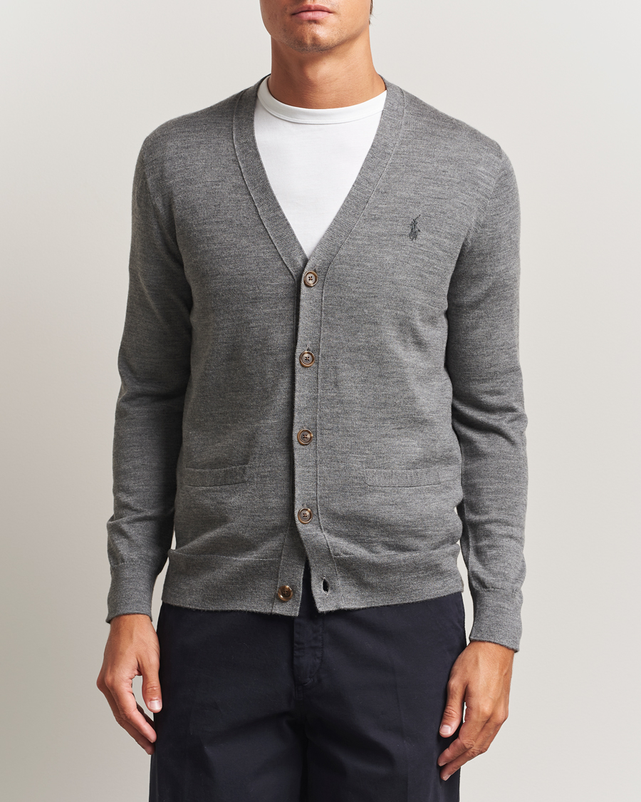 Herr | Tröjor | Polo Ralph Lauren | Merino Knitted Cardigan Fawn Grey Heather