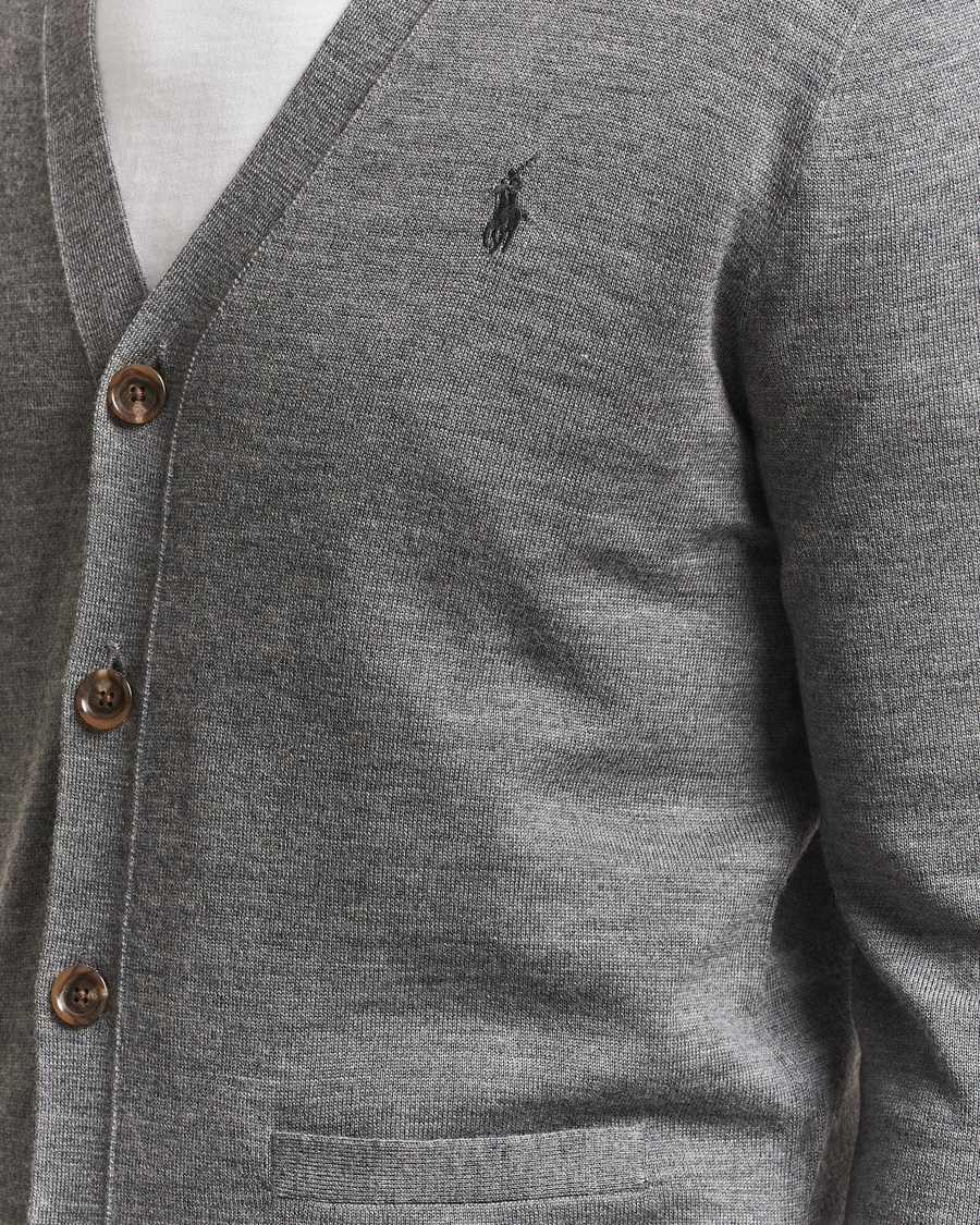 Herr | Tröjor | Polo Ralph Lauren | Merino Knitted Cardigan Fawn Grey Heather