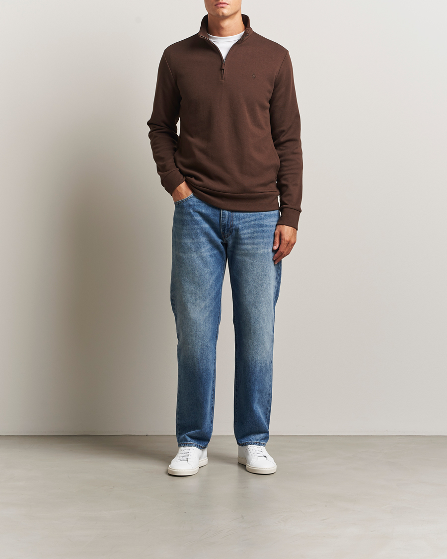 Herr | Tröjor | Polo Ralph Lauren | Double Knit Jaquard Half Zip Sweater Nutmeg Brown