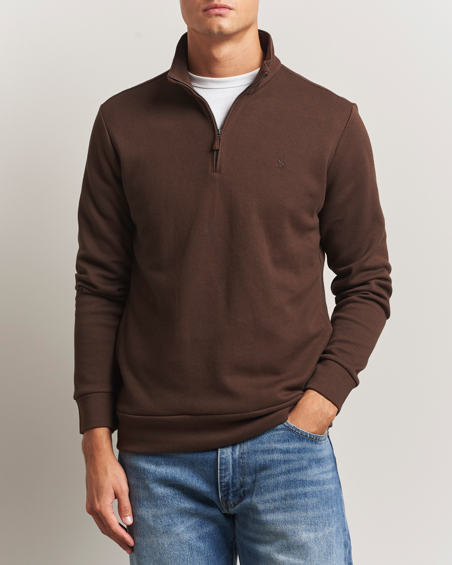 Herr | Tröjor | Polo Ralph Lauren | Double Knit Jaquard Half Zip Sweater Nutmeg Brown