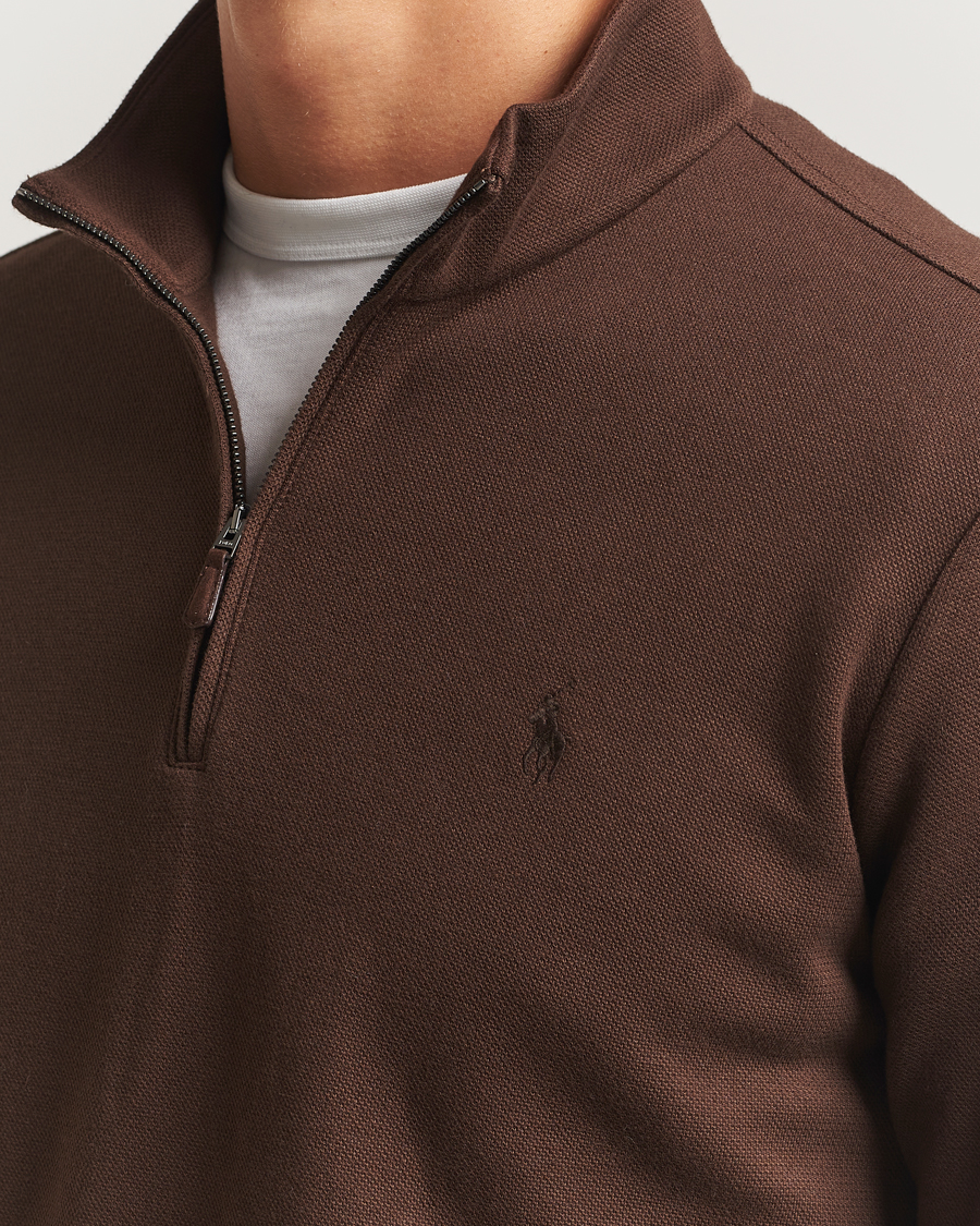 Herr | Tröjor | Polo Ralph Lauren | Double Knit Jaquard Half Zip Sweater Nutmeg Brown