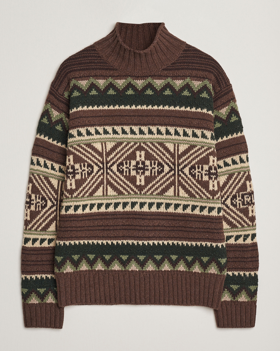 Herr | Tröjor | Polo Ralph Lauren | Wool Cotton Blend Sweater Brown Combo
