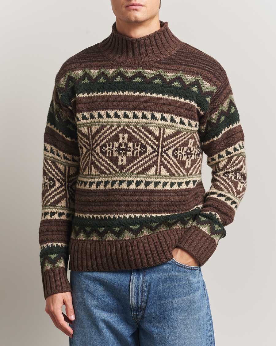 Herr | Tröjor | Polo Ralph Lauren | Wool Cotton Blend Sweater Brown Combo