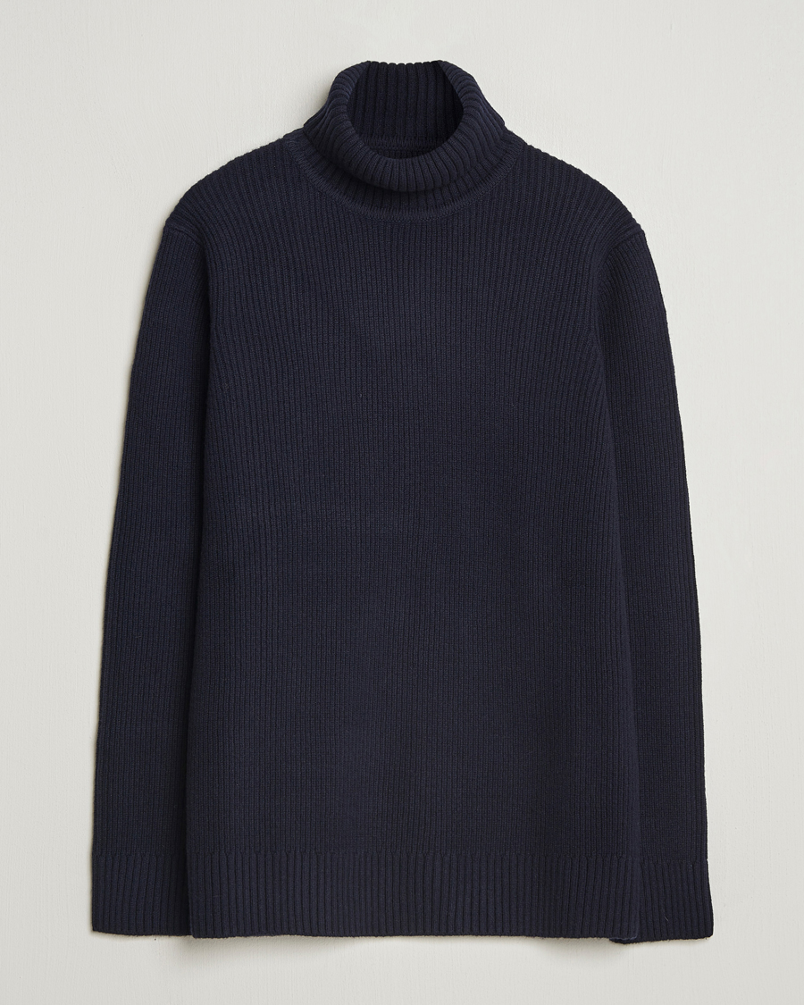 Herr | Tröjor | Charles Tyrwhitt | Chunky Merino Roll Neck Navy
