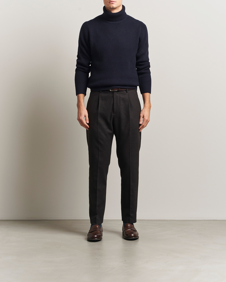 Herr | Tröjor | Charles Tyrwhitt | Chunky Merino Roll Neck Navy