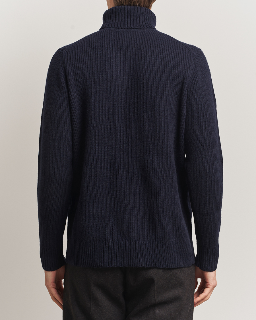 Herr | Tröjor | Charles Tyrwhitt | Chunky Merino Roll Neck Navy