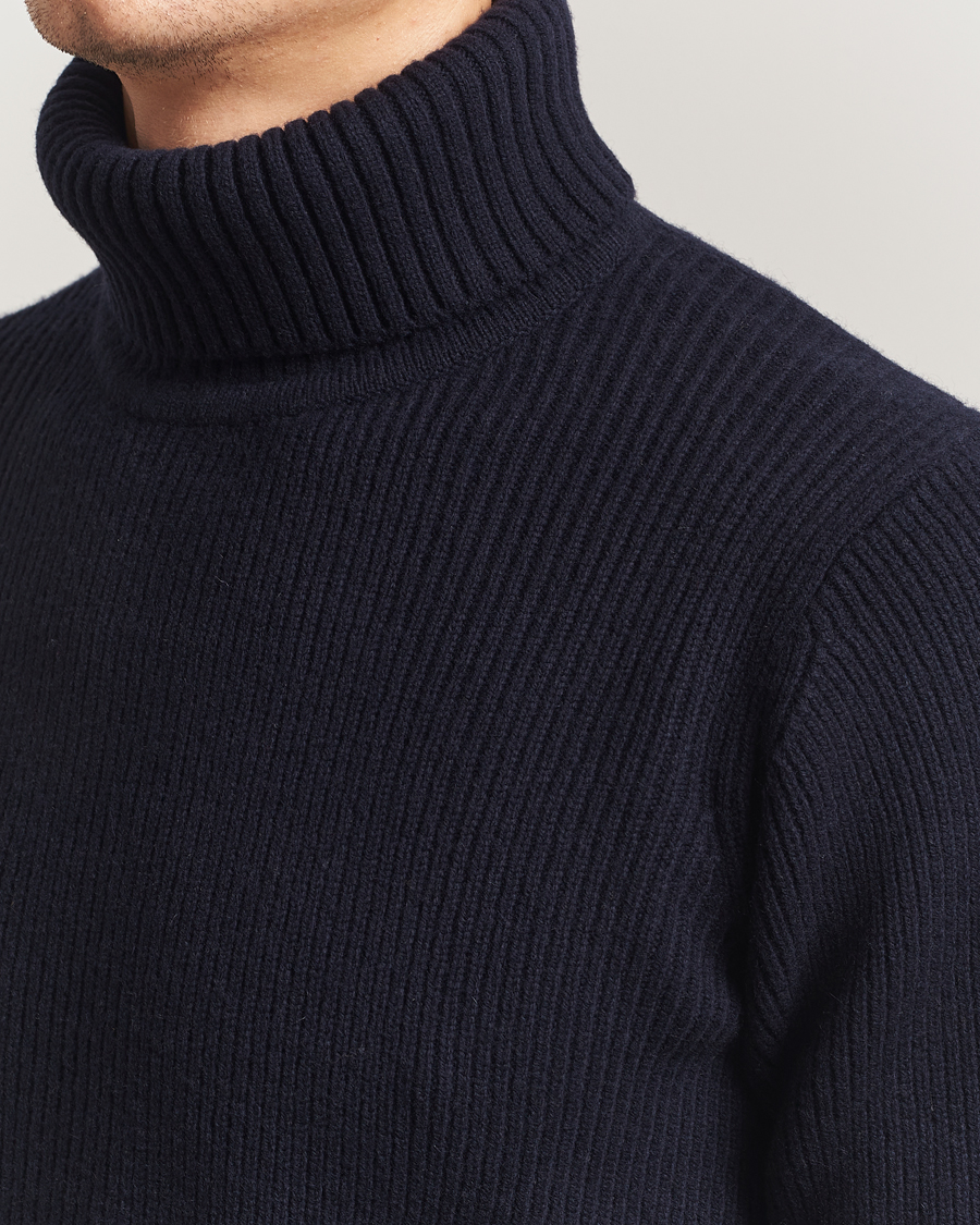 Herr | Tröjor | Charles Tyrwhitt | Chunky Merino Roll Neck Navy
