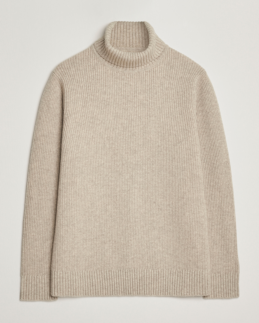Herr | Tröjor | Charles Tyrwhitt | Chunky Merino Roll Neck Oatmeal