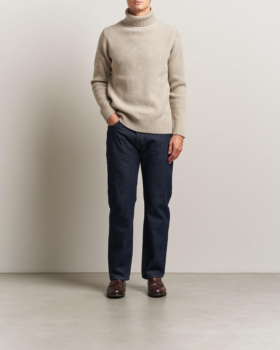Herr | Tröjor | Charles Tyrwhitt | Chunky Merino Roll Neck Oatmeal