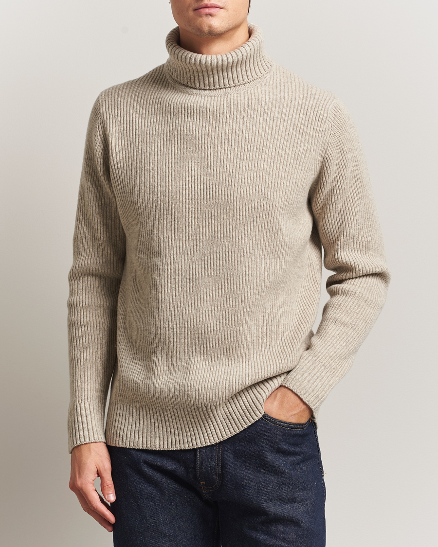 Herr | Tröjor | Charles Tyrwhitt | Chunky Merino Roll Neck Oatmeal