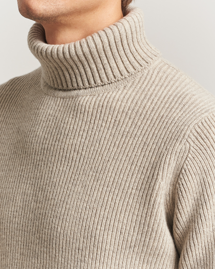 Herr | Tröjor | Charles Tyrwhitt | Chunky Merino Roll Neck Oatmeal