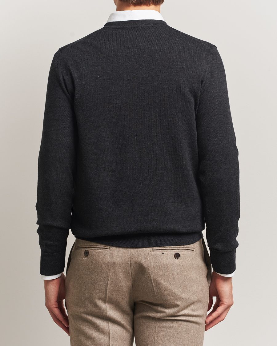 Herr | Tröjor | Charles Tyrwhitt | Pure Merino V-Neck Jumper Dark Charcoal