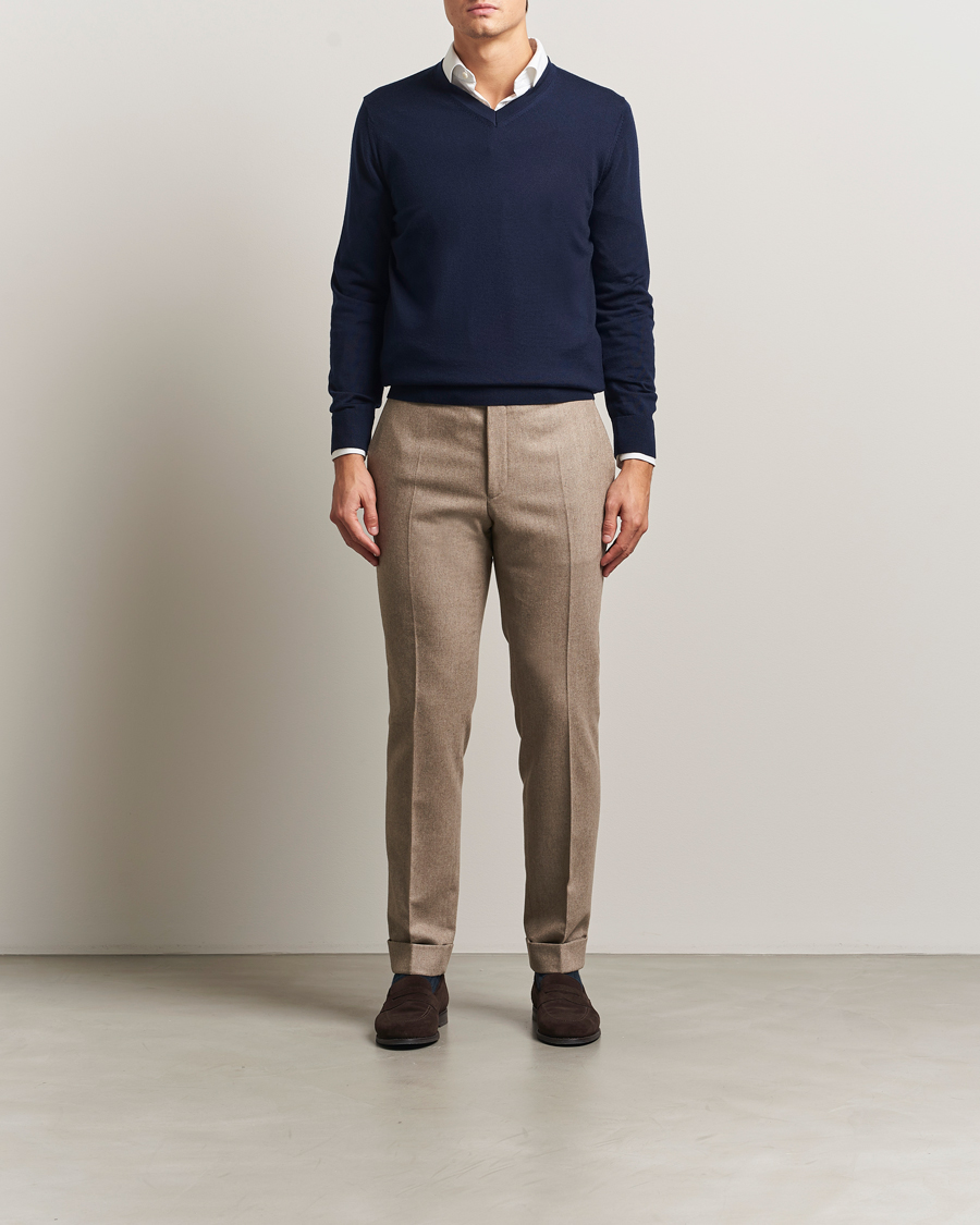 Herr | Tröjor | Charles Tyrwhitt | Pure Merino V-Neck Jumper Navy