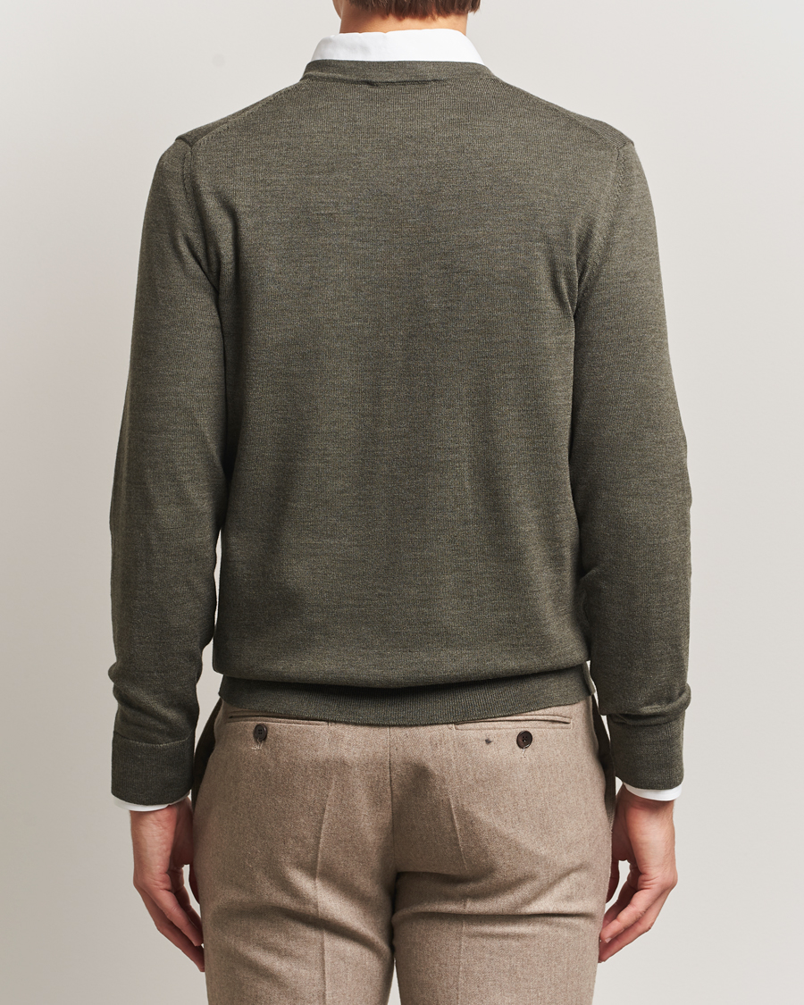 Herr | Tröjor | Charles Tyrwhitt | Pure Merino V-Neck Jumper Olive Green