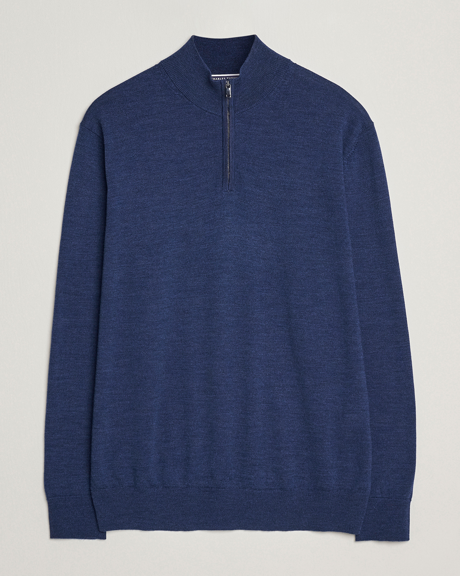 Herr | Tröjor | Charles Tyrwhitt | Pure Merino Zip Neck Jumper Ink Blue