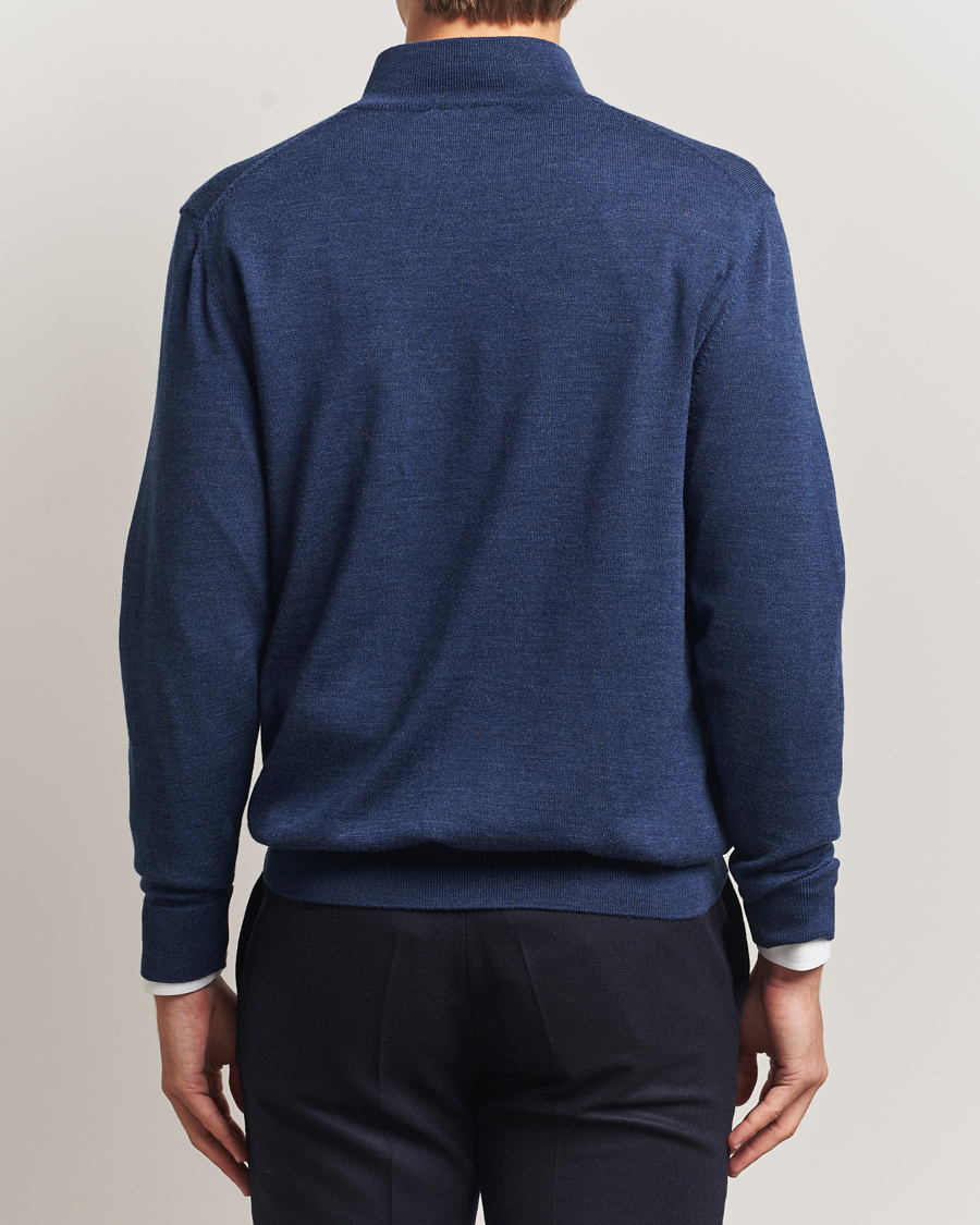 Herr | Tröjor | Charles Tyrwhitt | Pure Merino Zip Neck Jumper Ink Blue