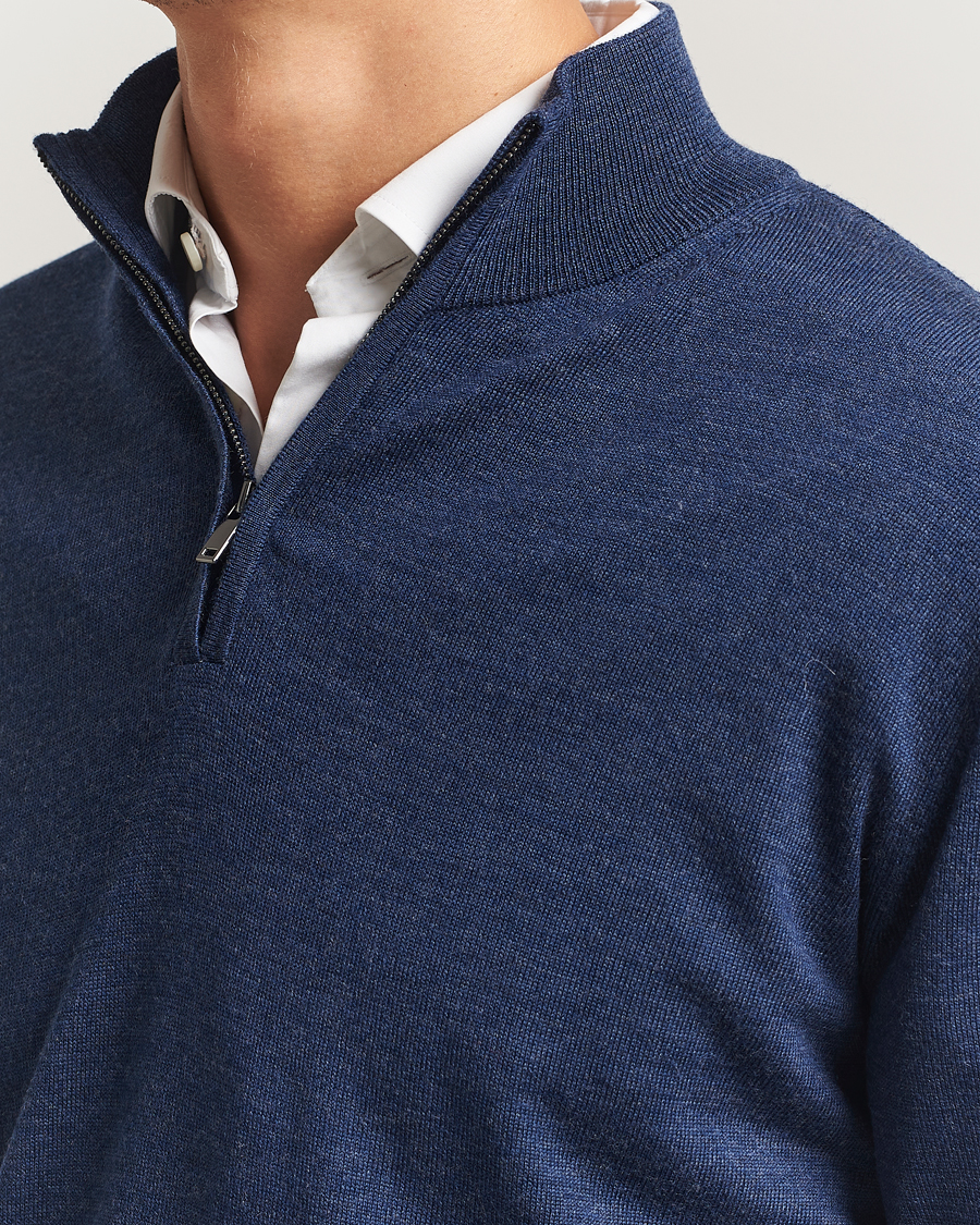 Herr | Tröjor | Charles Tyrwhitt | Pure Merino Zip Neck Jumper Ink Blue