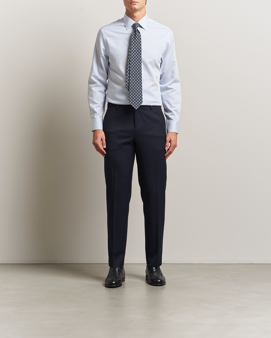 Herr | Skjortor | Charles Tyrwhitt | Slim Fit Non Iron Striped Twill Cut Away Shirt White/Sky