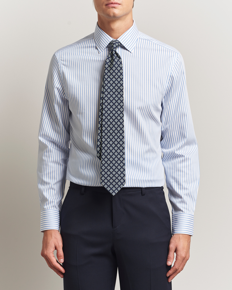 Herr | Skjortor | Charles Tyrwhitt | Slim Fit Non Iron Striped Twill Cut Away Shirt White/Sky