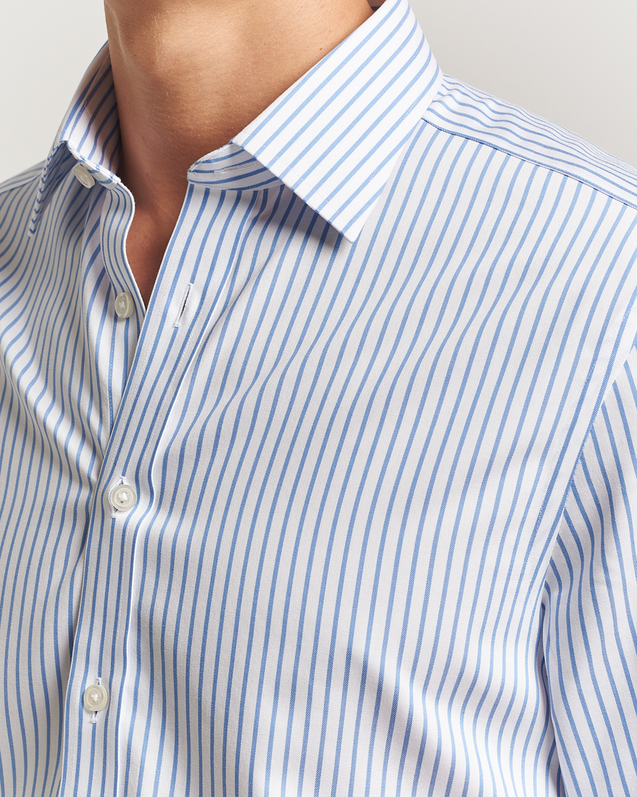 Herr | Skjortor | Charles Tyrwhitt | Slim Fit Non Iron Striped Twill Cut Away Shirt White/Sky