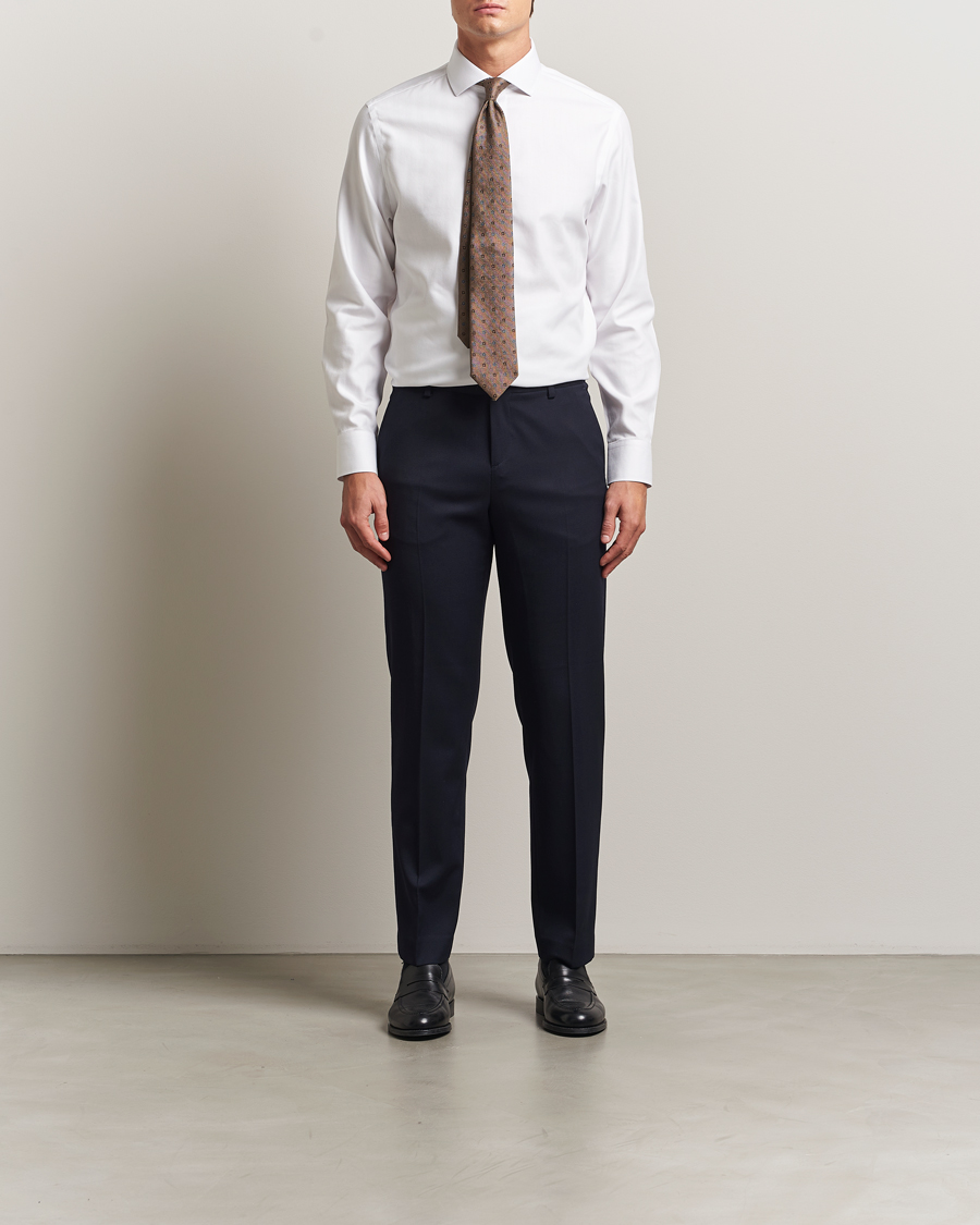 Herr | Skjortor | Charles Tyrwhitt | Slim Fit Non Iron Herringbone Cut Away Shirt White