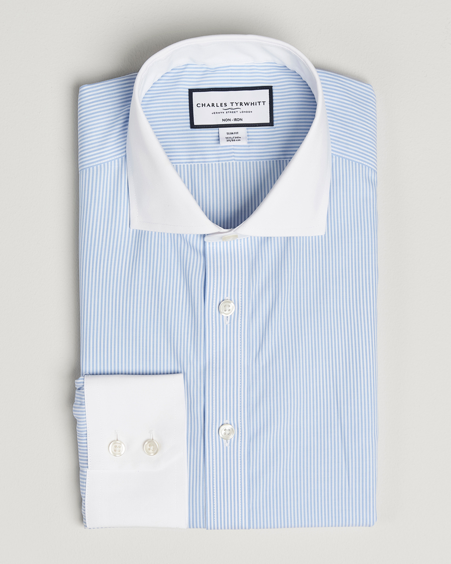 Herr | Skjortor | Charles Tyrwhitt | Slim Fit Non Iron Bengal Stripe Winchester Shirt Sky Blue