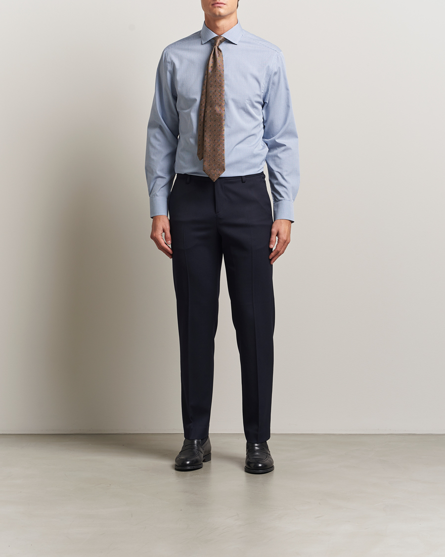 Herr | Skjortor | Charles Tyrwhitt | Slim Fit Non Iron Poplin Gingham Shirt Royal Blue