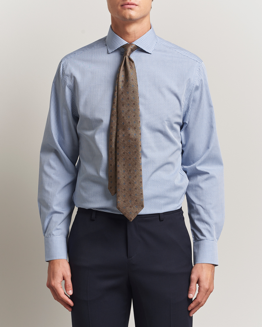 Herr | Skjortor | Charles Tyrwhitt | Slim Fit Non Iron Poplin Gingham Shirt Royal Blue