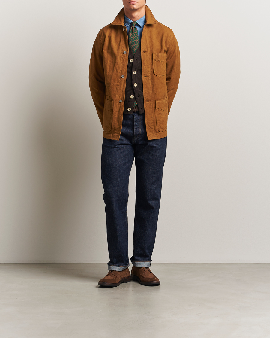 Herr | Jackor | Drake's | Duck Cotton Canvas Chore Coat Tobacco