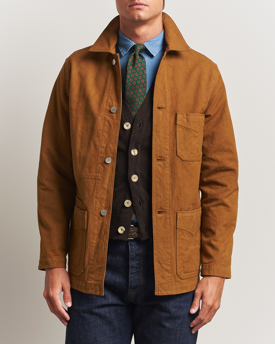 Herr | Jackor | Drake's | Duck Cotton Canvas Chore Coat Tobacco