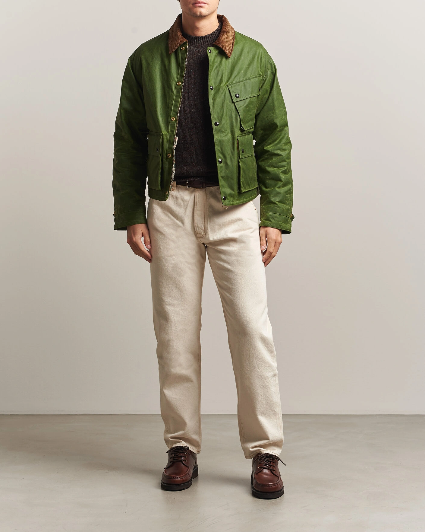 Herr | Jeans | Drake's | 5-Pocket Heavy Cotton Jeans Ecru