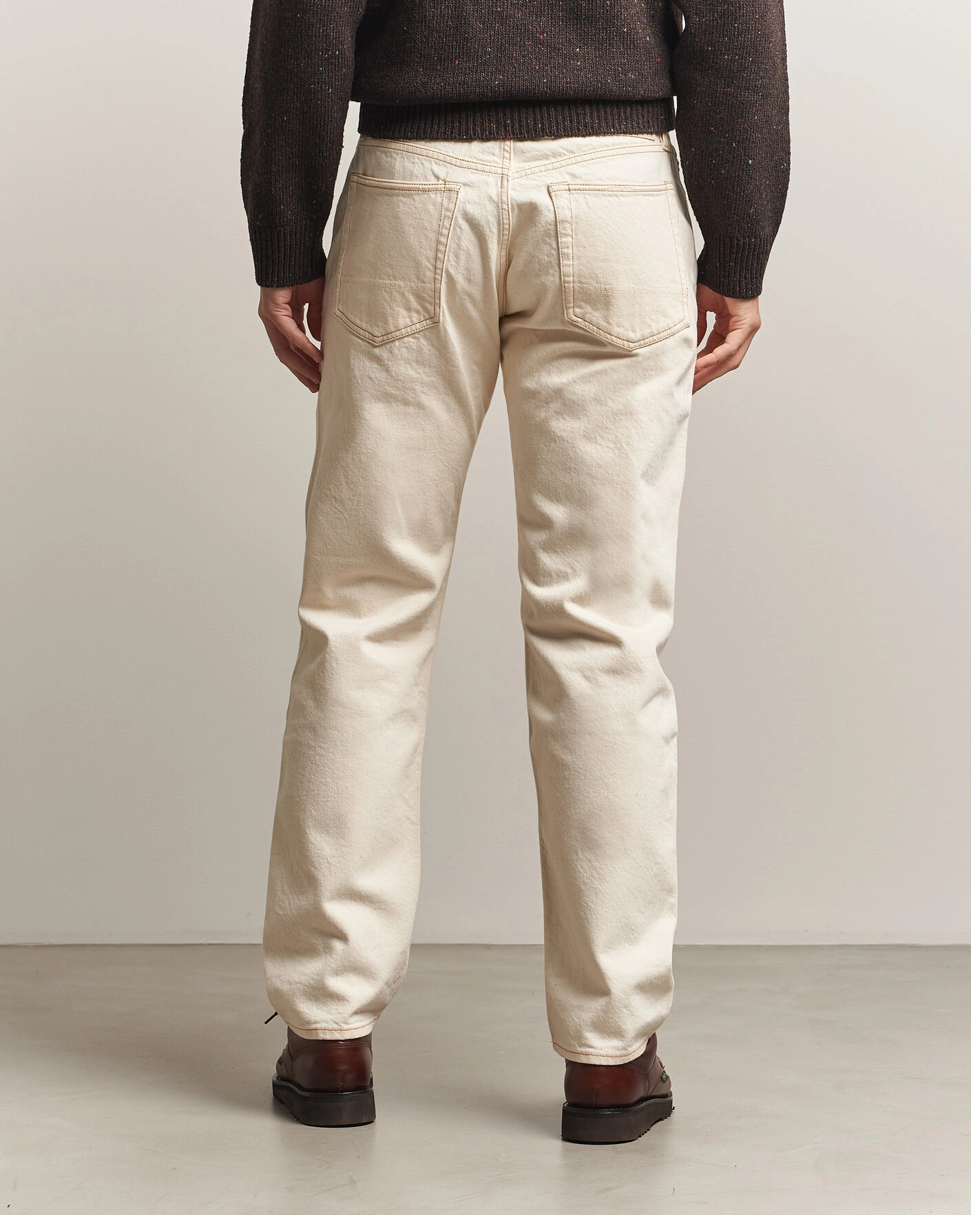 Herr | Jeans | Drake's | 5-Pocket Heavy Cotton Jeans Ecru