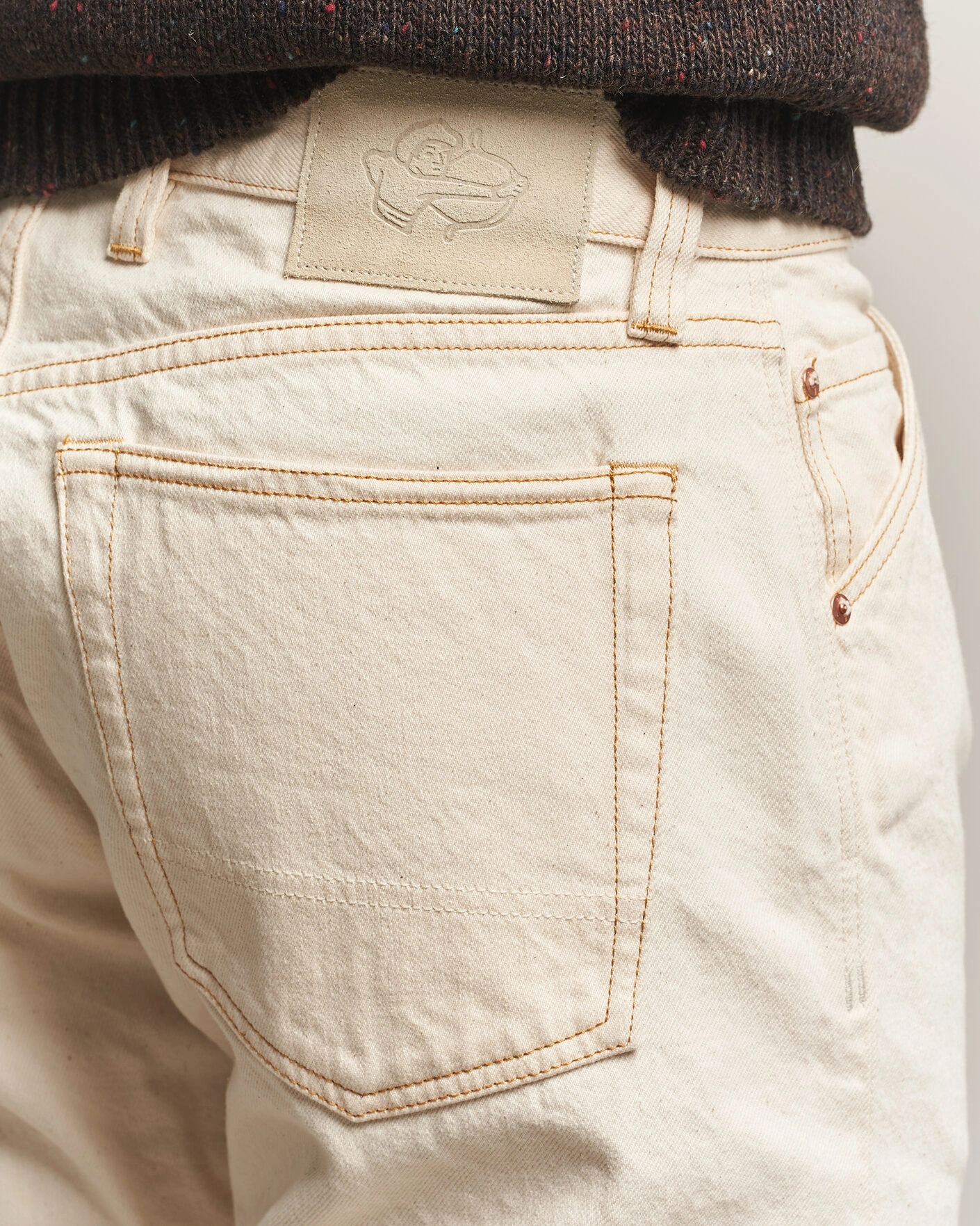 Herr | Jeans | Drake's | 5-Pocket Heavy Cotton Jeans Ecru