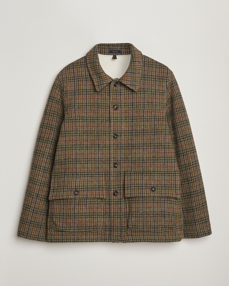 Herr | Jackor | Drake's | Check Tweed Donkey Chore Green