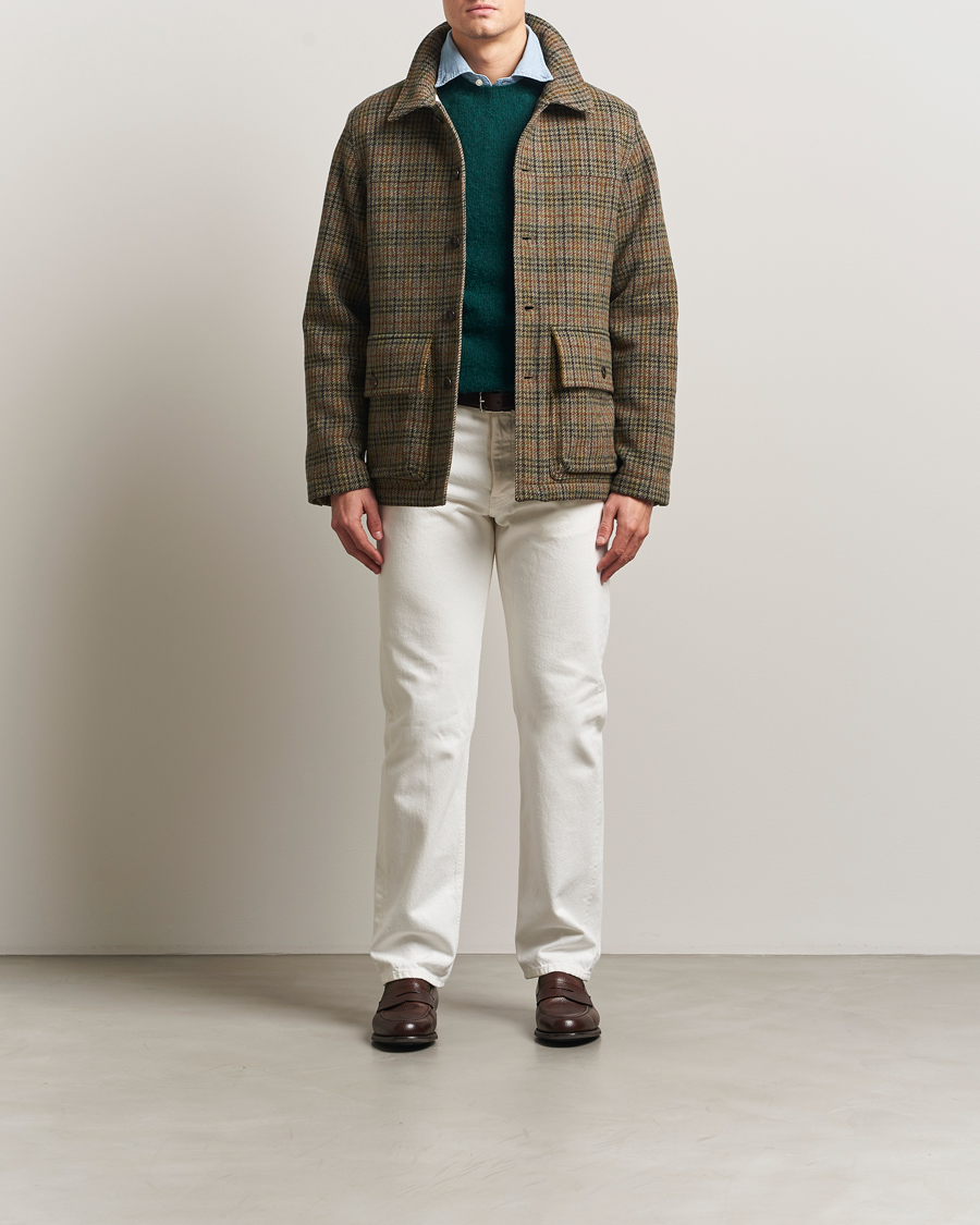 Herr | Jackor | Drake's | Check Tweed Donkey Chore Green