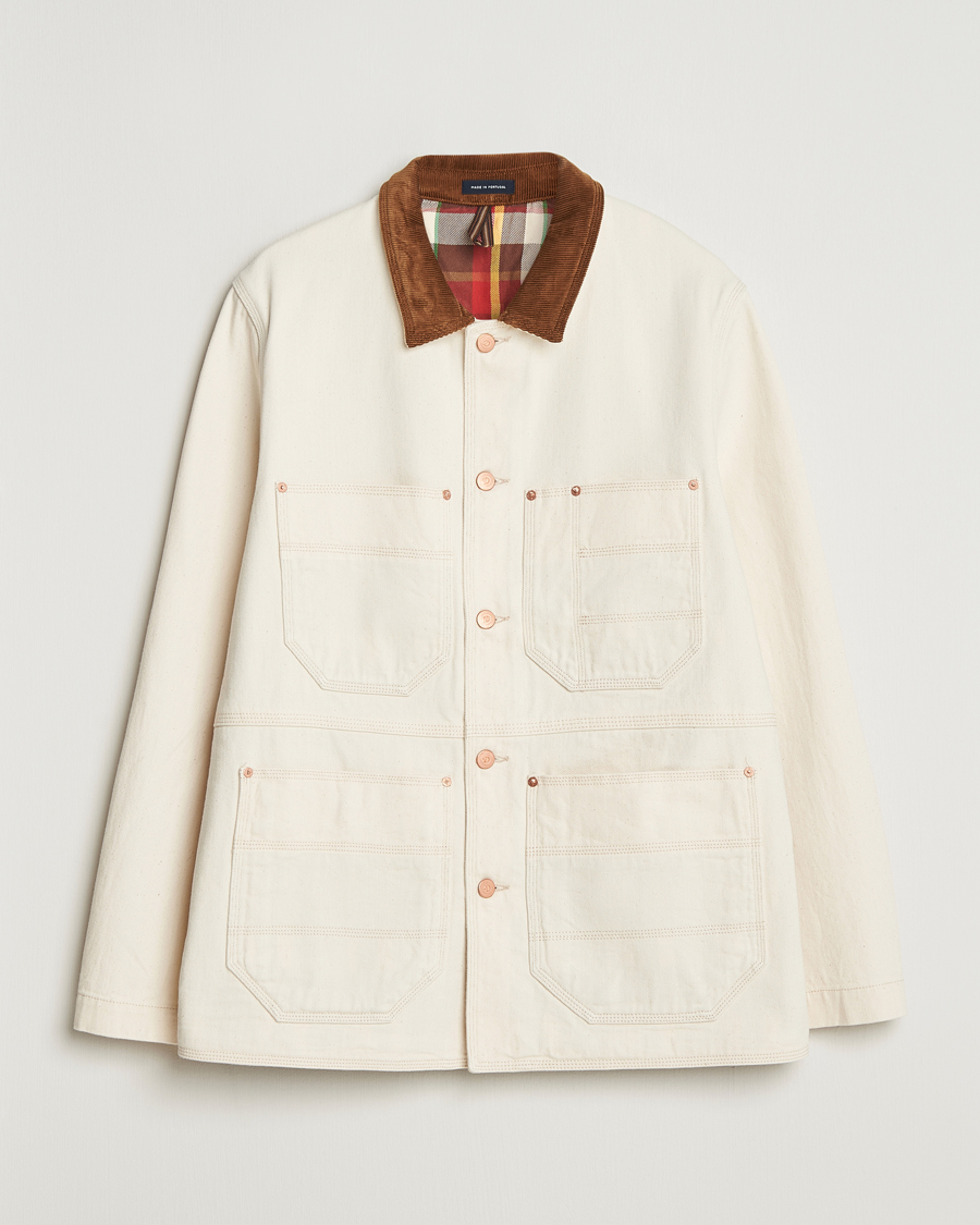 Herr | Jackor | Drake's | Denim Welder Jacket Ecru