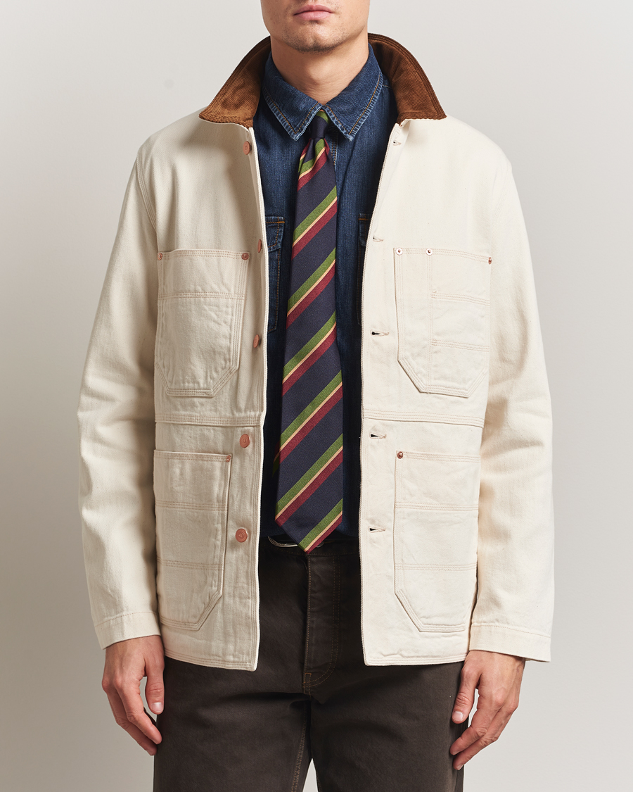 Herr | Jackor | Drake's | Denim Welder Jacket Ecru