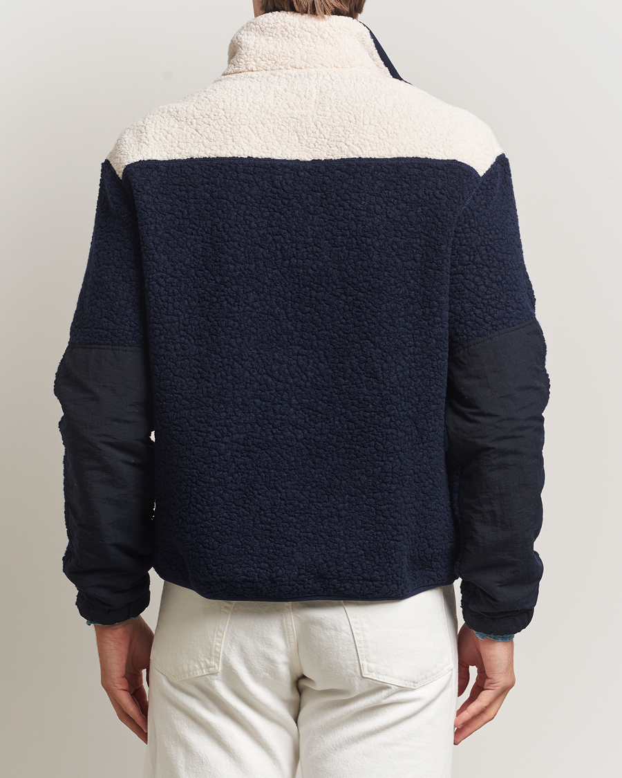 Herr | Tröjor | Drake's | Colourblock Half-Zip Fleece Navy/Ecru/Yellow